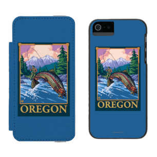 Coque-portefeuille iPhone 5 Incipio Watson™ Affiche de Vintage voyage de scène de pêche de