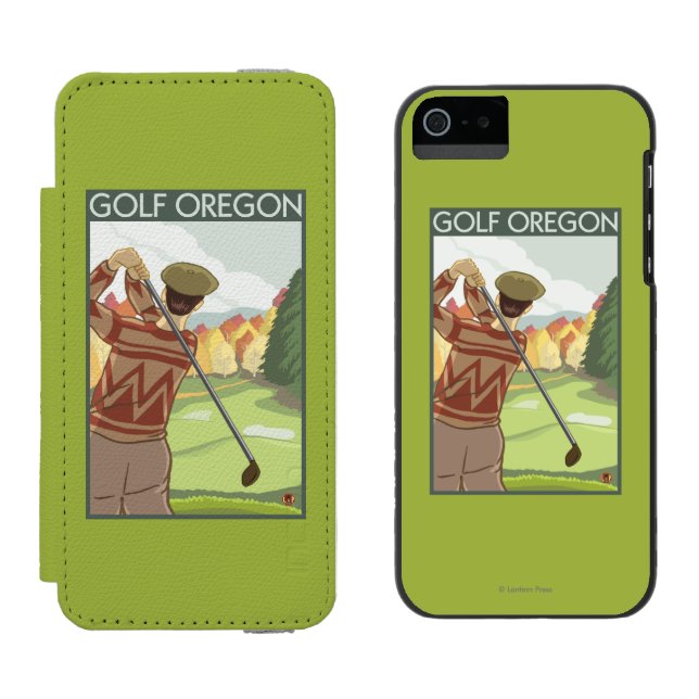 Coque Portefeuille Incipio Pour iPhone Affiche de Vintage voyage de scène d'OregonGolf (Côté par côté)