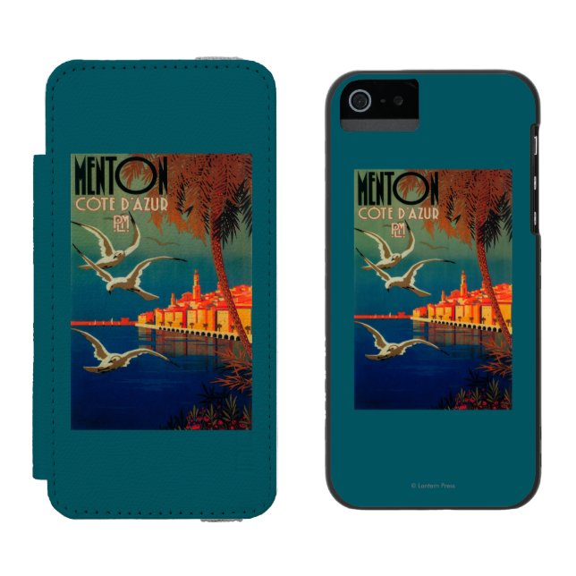 Coque Portefeuille Incipio Pour iPhone Affiche de voyage de la Côte d'Azur # 1 (Côté par côté)