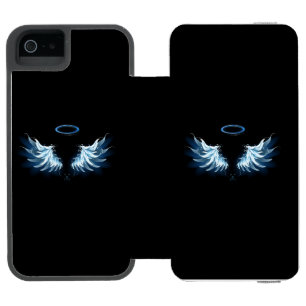 Coque-portefeuille iPhone 5 Incipio Watson™ Ailes d'ange lumineuses bleues sur fond noir
