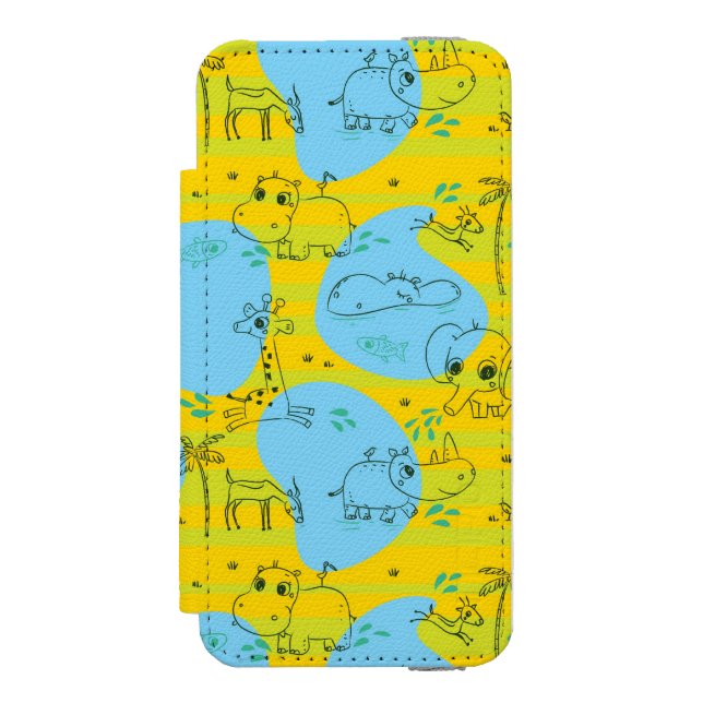 Coque Portefeuille Incipio Pour iPhone Animaux jouant l'arrière - plan de motif de bébé (Folio Devant)