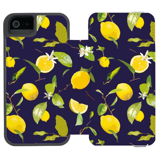 Coque Portefeuille Incipio Pour iPhone Aquarelle Citron et Feuilles 10 (Folio Ouvert)