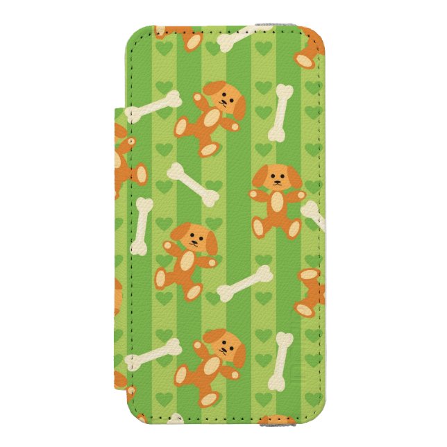 Coque Portefeuille Incipio Pour iPhone arrière - plan avec des chiens et des os (Folio Devant)