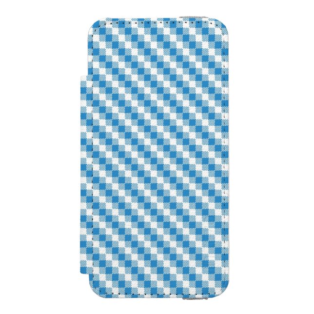 Coque Portefeuille Incipio Pour iPhone arrière - plan Bleu-blanc de carrés (Folio Devant)