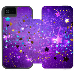 Coque-portefeuille iPhone 5 Incipio Watson™ Arrière - plan de feuille violet avec étoiles