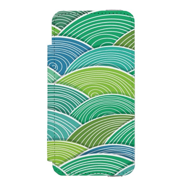 Coque Portefeuille Incipio Pour iPhone Arrière - plan des vagues vertes abstraites (Folio Devant)