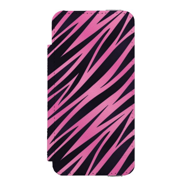Coque Portefeuille Incipio Pour iPhone Arrière - plan rose de rayure de zèbre (Folio Devant)