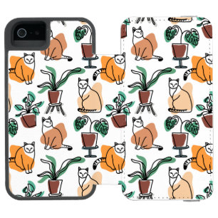 Coque-portefeuille iPhone 5 Incipio Watson™ Art de trait dessin chats et fleurs