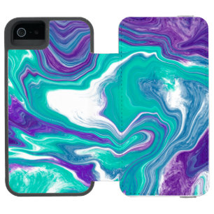 Coque-portefeuille iPhone 5 Incipio Watson™ Art Turquoise et violet fluides