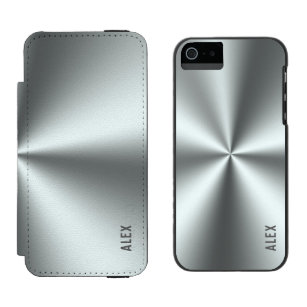 Coque-portefeuille iPhone 5 Incipio Watson™ Aspect métallique en acier inoxydable gris argent