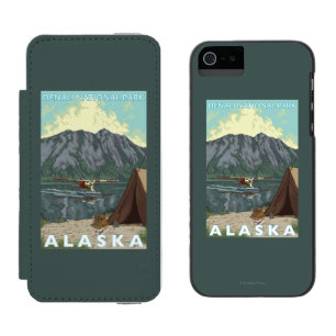 Coque-portefeuille iPhone 5 Incipio Watson™ Avion de Bush et pêche - parc national de Denali,