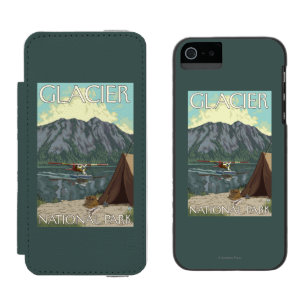 Coque-portefeuille iPhone 5 Incipio Watson™ Avion de Bush et pêche - parc national de glacier,