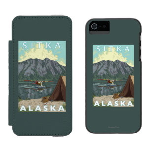 Coque-portefeuille iPhone 5 Incipio Watson™ Avion de Bush et pêche - Sitka, Alaska