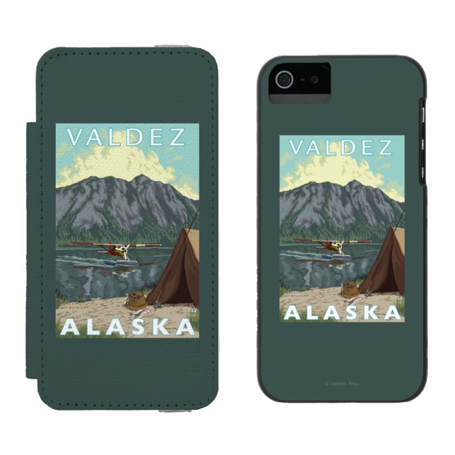 Coque Portefeuille Incipio Pour iPhone Avion de Bush et pêche - Valdez, Alaska (Côté par côté)
