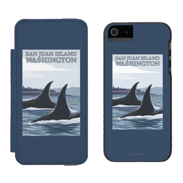Coque Portefeuille Incipio Pour iPhone Baleines #1 - île de San Juan, Washington d'orque (Côté par côté)