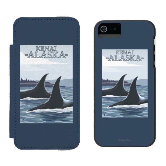Coque Portefeuille Incipio Pour iPhone Baleines #1 - Kenai, Alaska d'orque (Côté par côté)