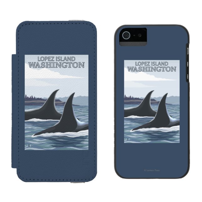 Coque Portefeuille Incipio Pour iPhone Baleines #1 - Lopez, Washington d'orque (Côté par côté)