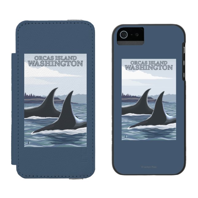 Coque Portefeuille Incipio Pour iPhone Baleines #1 - orques île, Washington d'orque (Côté par côté)
