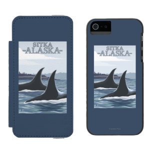 Coque-portefeuille iPhone 5 Incipio Watson™ Baleines #1 - Sitka, Alaska d'orque