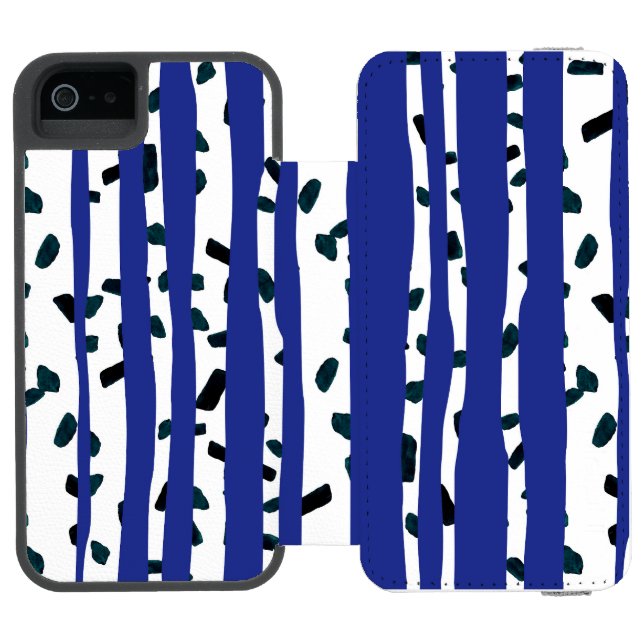 Coque Portefeuille Incipio Pour iPhone Birch Tree Trunks on Blue (Folio Ouvert)