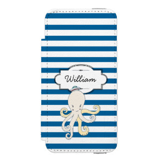 Coque-portefeuille iPhone 5 Incipio Watson™ Bleu et blanc personnalisé pieuvre