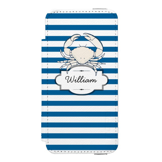 Coque Portefeuille Incipio Pour iPhone Bleu personnalisé et blanc bande horizontale (Folio Devant)