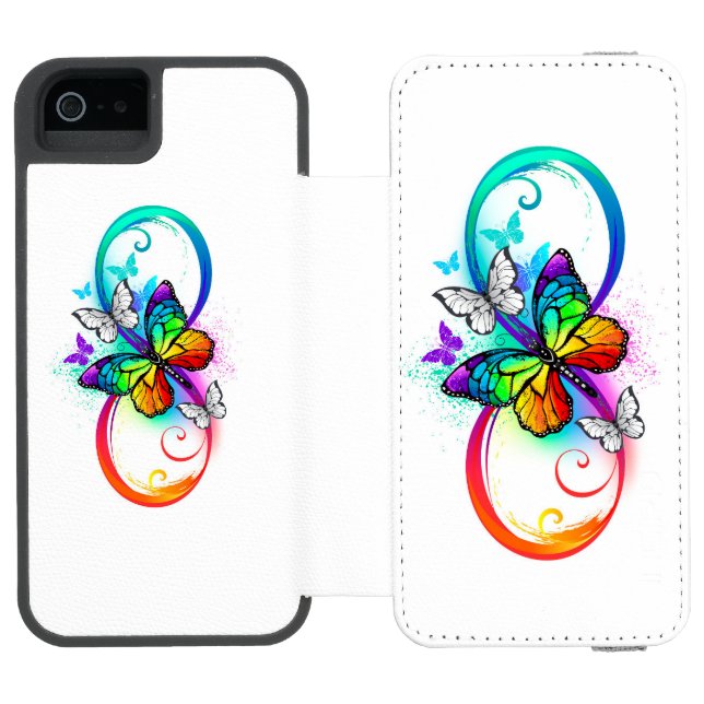Coque Portefeuille Incipio Pour iPhone Bright infinity with rainbow butterfly (Folio Ouvert)