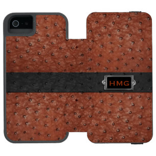 Coque-portefeuille iPhone 5 Incipio Watson™ Brown en cuir d'autruche Look iPhone 5S Wallet Cas