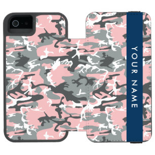 Coque-portefeuille iPhone 5 Incipio Watson™ Camouflage rose et gris Votre nom Personnalisez