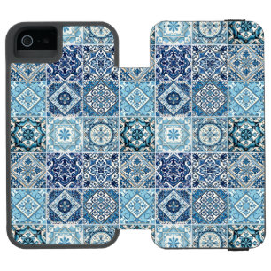 Coque-portefeuille iPhone 5 Incipio Watson™ Carrelage méditerranéen, Portugais, Azulejo, Majol