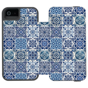 Coque-portefeuille iPhone 5 Incipio Watson™ Carrelage méditerranéen, Portugais, Azulejo, Majol