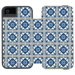 Coque-portefeuille iPhone 5 Incipio Watson™ Carrelage méditerranéen, Portugais, Azulejo, Majol