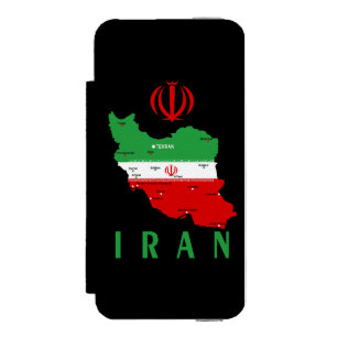 Coque-portefeuille iPhone 5 Incipio Watson™ Carte de l'Iran avec drapeau et emblème