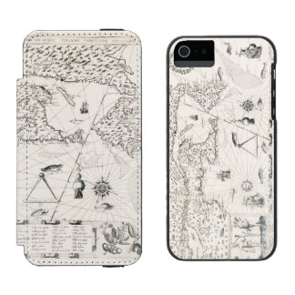 Coque-portefeuille iPhone 5 Incipio Watson™ carte du monde médiéval Québec Nouvelle-France Amé