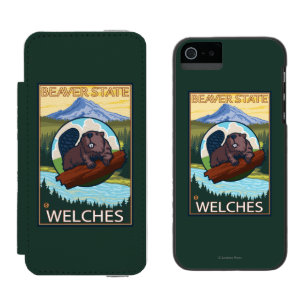 Coque-portefeuille iPhone 5 Incipio Watson™ Castor et capot de Mt. - Welches, Orégon