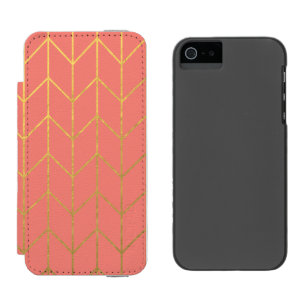 Coque-portefeuille iPhone 5 Incipio Watson™ Chic moderne d'arrière - plan rose de corail de