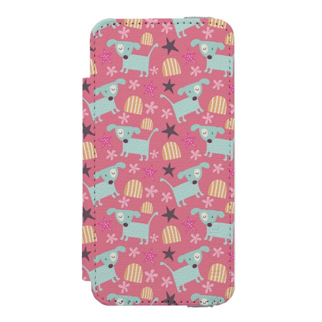 Coque Portefeuille Incipio Pour iPhone Chiots, étoiles et fleurs (Folio Devant)