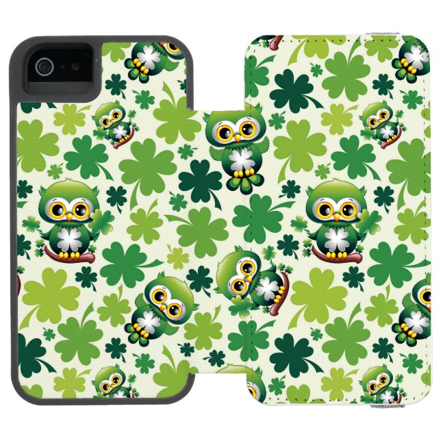 Coque Portefeuille Incipio Pour iPhone Chouette bébé mignon St Patrick dessin animé (Folio Ouvert)