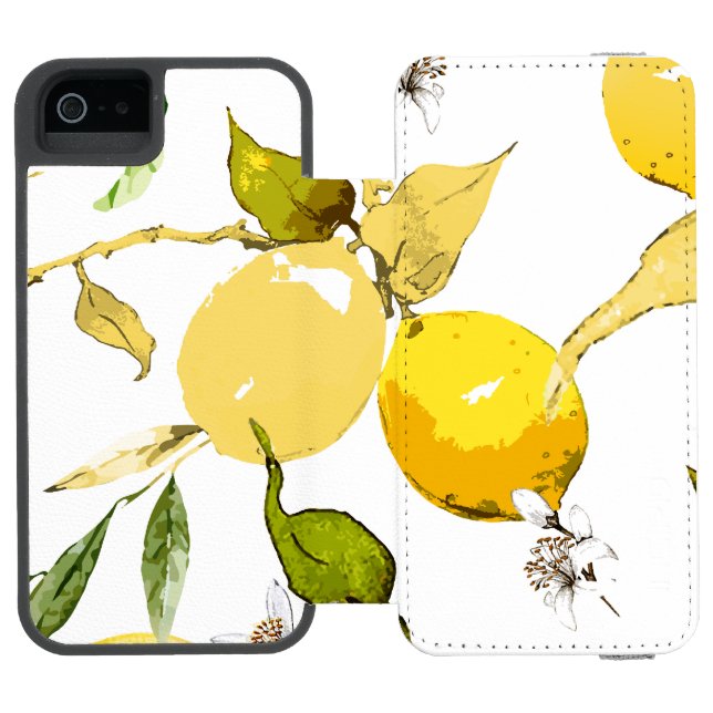Coque Portefeuille Incipio Pour iPhone citrons aquarelle 17 (Folio Ouvert)