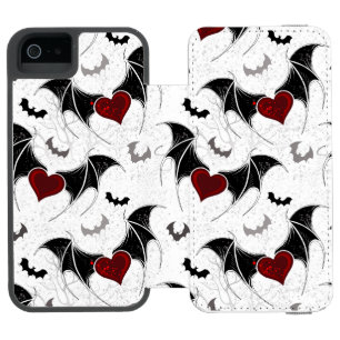 Coque-portefeuille iPhone 5 Incipio Watson™ Coeur d'Halloween avec ailes de chauve-souris noir