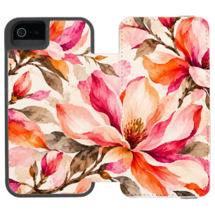 Coque-portefeuille iPhone 5 Incipio Watson™ Conception florale botanique de magnolia vibrant
