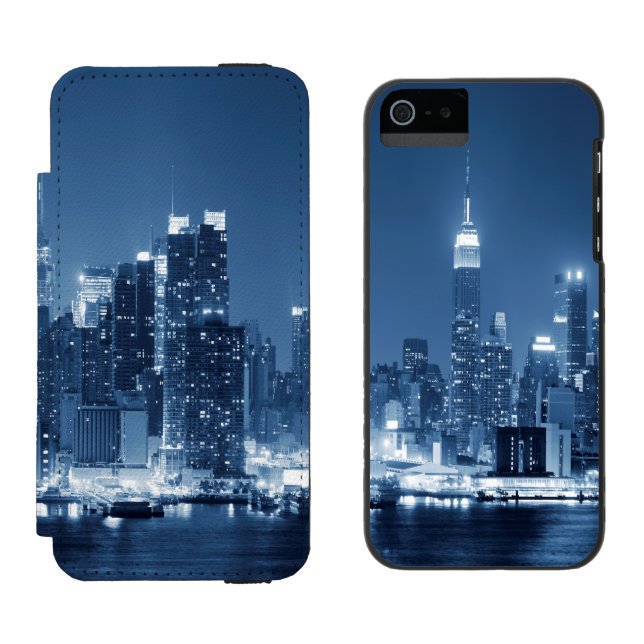 Coque Portefeuille Incipio Pour iPhone Cool New York City Cool Panoramique Skyline nuit (Côté par côté)