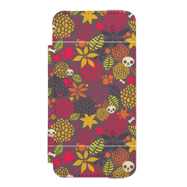 Coque Portefeuille Incipio Pour iPhone Crânes et fleurs (Folio Devant)