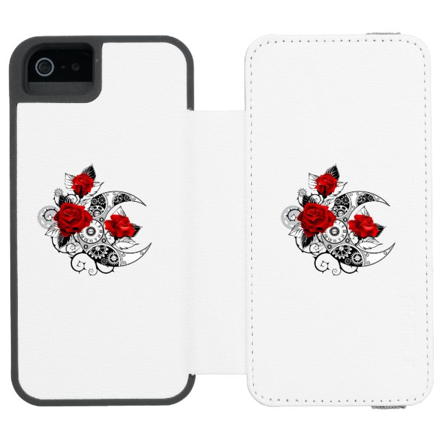 Coque Portefeuille Incipio Pour iPhone Croissant mécanique avec roses rouges (Folio Ouvert)