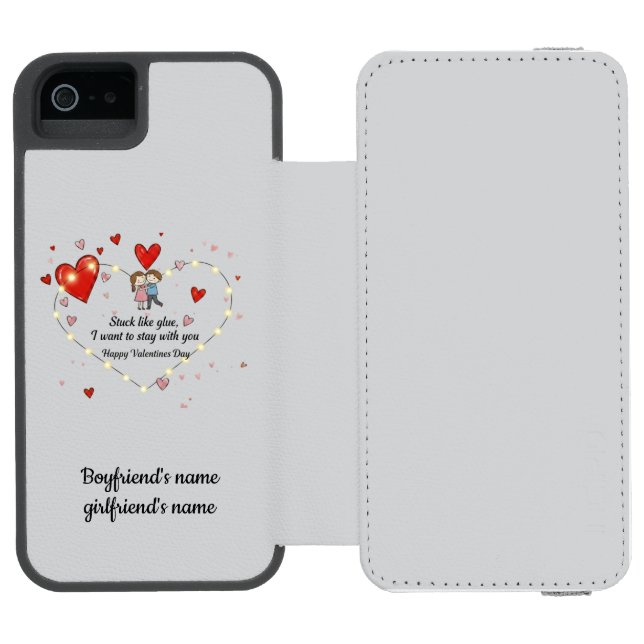 Coque Portefeuille Incipio Pour iPhone Cute Valentine's day couple hearts custom (Folio Ouvert)