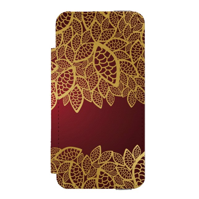 Coque Portefeuille Incipio Pour iPhone Dentelle d'or de feuille sur l'arrière - plan (Folio Devant)