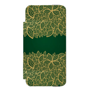 Coque-portefeuille iPhone 5 Incipio Watson™ Dentelle d'or de feuille sur l'arrière - plan ver