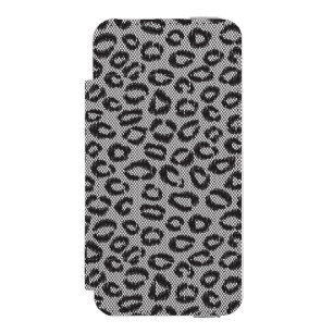 Coque-portefeuille iPhone 5 Incipio Watson™ Dentelle nette noire avec le motif de léopard sur