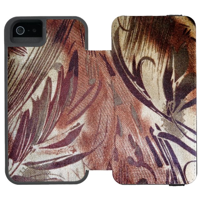 Coque Portefeuille Incipio Pour iPhone Design floral Brown Abstrait 2 (Folio Ouvert)