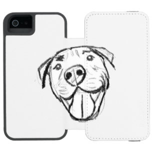 Coque-portefeuille iPhone 5 Incipio Watson™ dessin pitbull simple amoureux des chiens noir bla